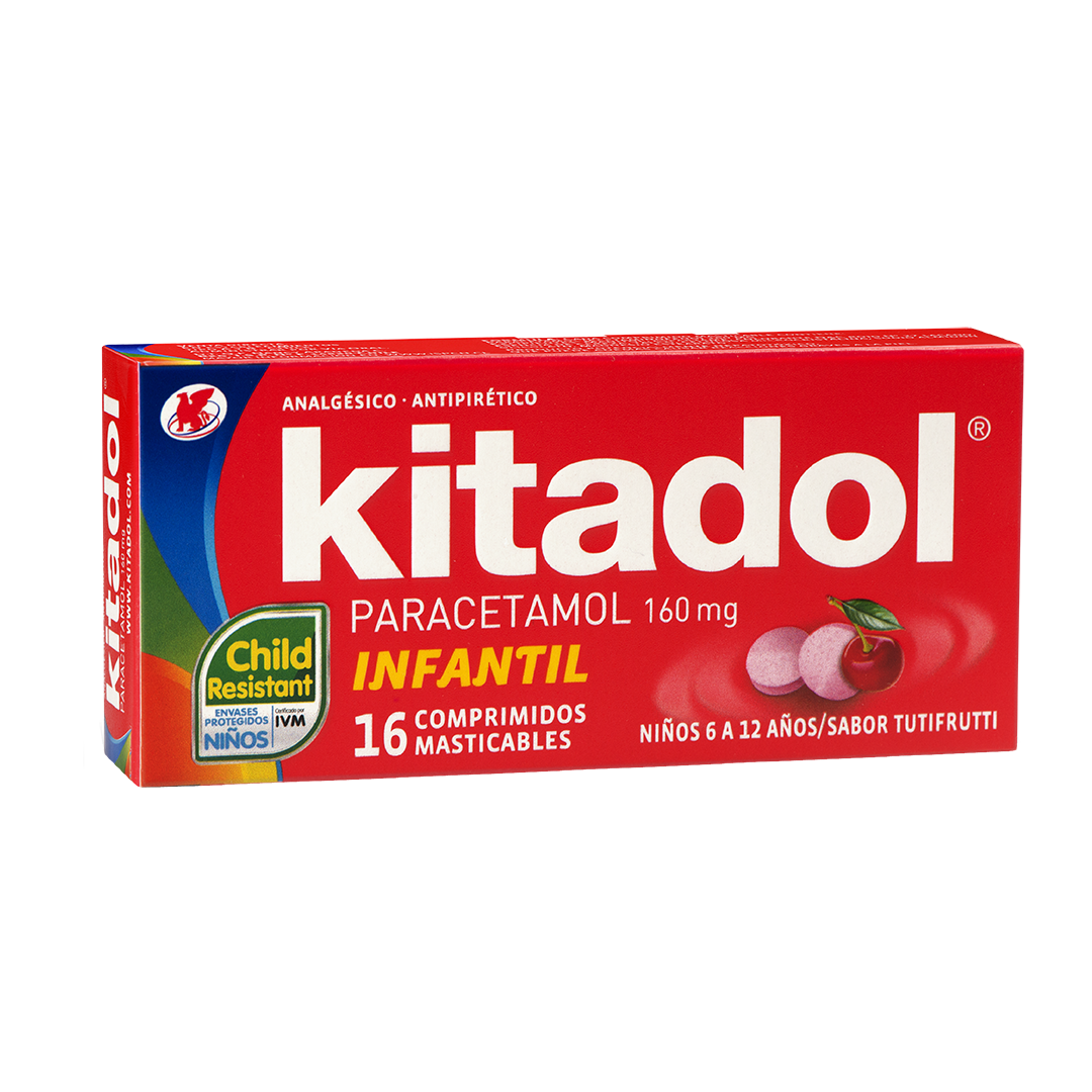 Kitadol Infantil Masticable PARACETAMOL 160 mg 16 comprimidos Farma 7 Kitadol Infantil Masticable PARACETAMOL 160 mg 16 comprimidos Farma 7
